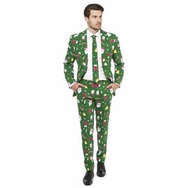 Heren kleding groen met kerst print
