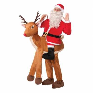 Instapkleding kerstman op rendier voor volwassenen