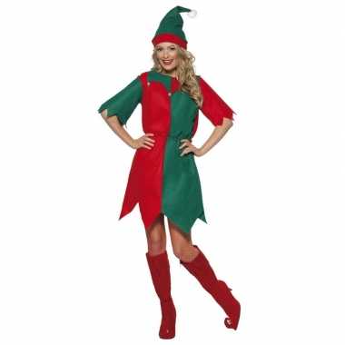 Kerst elf kleding rood/groen voor dames